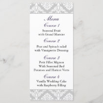 purple damask Wedding menu