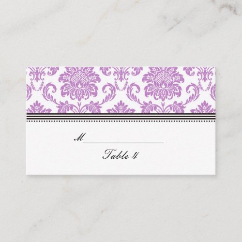 Purple Damask Wedding Placecards Business Card Template