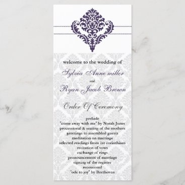 purple damask Wedding program