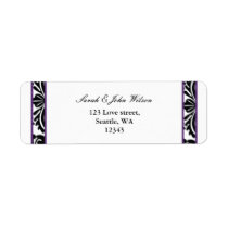 purple damask wedding ,return address label