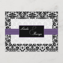 purple damask  Wedding rsvp card