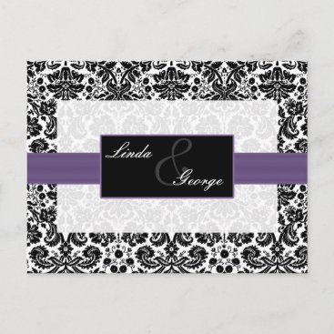 purple damask  Wedding rsvp card