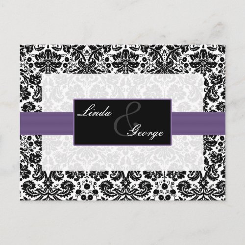 purple damask  Wedding rsvp card