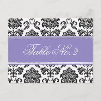 Purple Damask Wedding Table Number