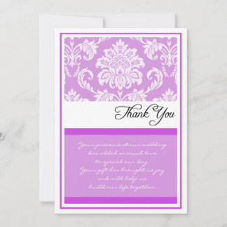 Purple Damask Wedding Thank You Cards