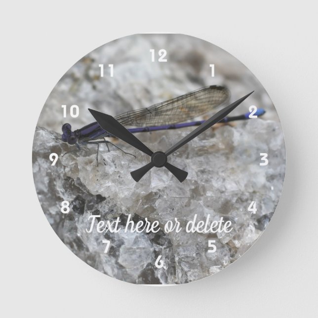 Purple Damselfly Personalized  Round Clock (Front)
