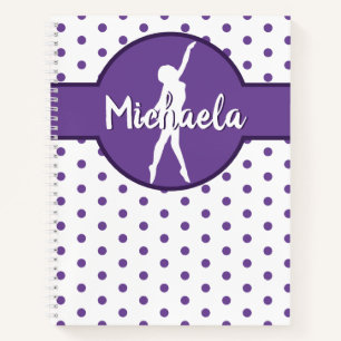 Purple Dance Ballerina Gymnastics Name Polka Dot Notebook