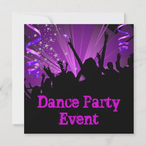 Purple Dance Party Event Crowd Rave Personalized Invitation