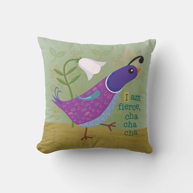 Purple Dancing Quail Throw Pillow (Front)