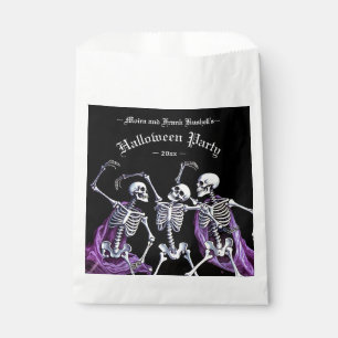 Purple Dancing Skeletons Black Death Halloween Favor Bag