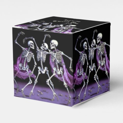 Purple Dancing Skeletons Gothic Wedding Favor Boxes