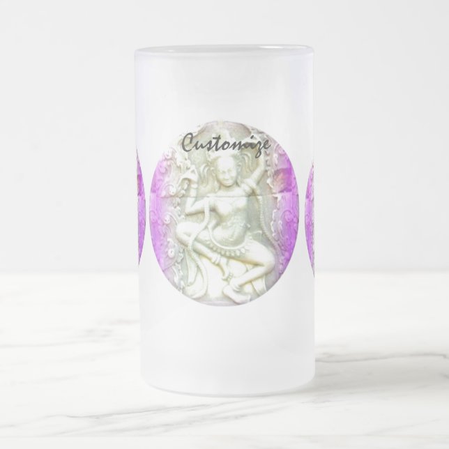 purple dancing yogini frosted glass beer mug (Center)