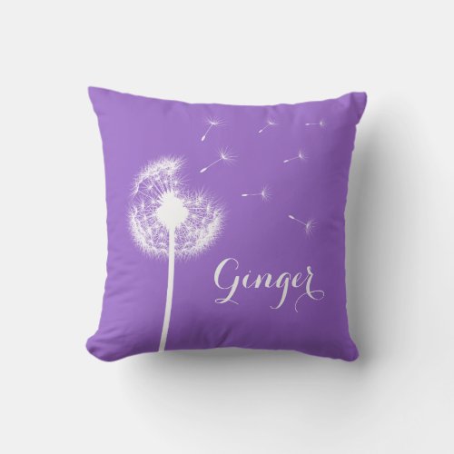 Purple Dandelion Throw Pillow