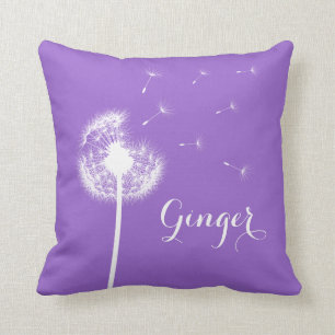 Purple Dandelion Throw Pillow