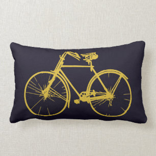 Purple dark blue gold bike bicycle  Throw pillow