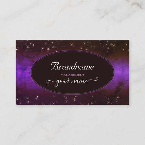 Purple Dark Burgundy Galaxy Glitter Stars Universe Business Card