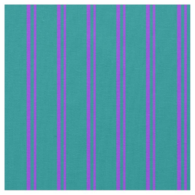 Purple & Dark Cyan Colored Lines Fabric (Close Up)