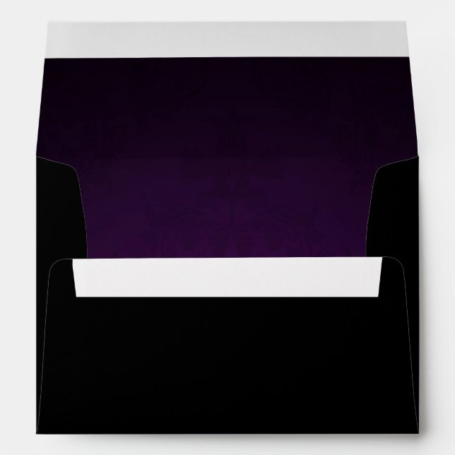 Purple Dark Damask Elegant Wedding Invitation Envelope (Back (Bottom))