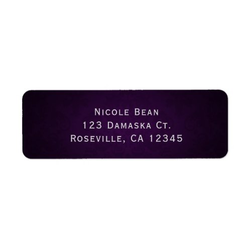 Purple Dark Damask Elegant Wedding Invitation Label
