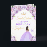 Purple Dark Skin Girl Sweet Sixteen Birthday Card<br><div class="desc">This elegant and glamorous sweet sixteen birthday card can be personalized with a name or title such as daughter, granddaughter, niece, friend etc. The design features a beautiful princess with dark skin in a light purple ball gown. The text combines handwritten script and modern sans serif fonts for a classy...</div>