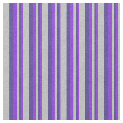Purple, Dark Slate Blue, and Grey Colored Stripes Fabric