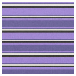 Purple, Dark Slate Blue, Beige, and Black Lines Fabric