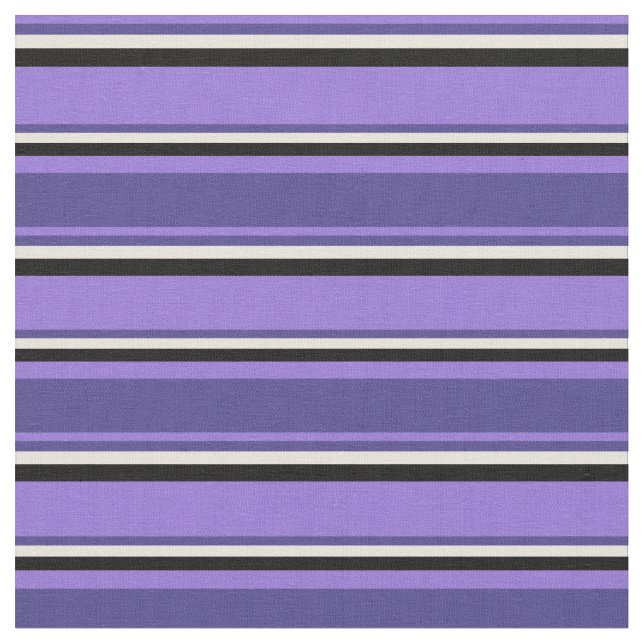 Purple, Dark Slate Blue, Beige, and Black Lines Fabric (Close Up)