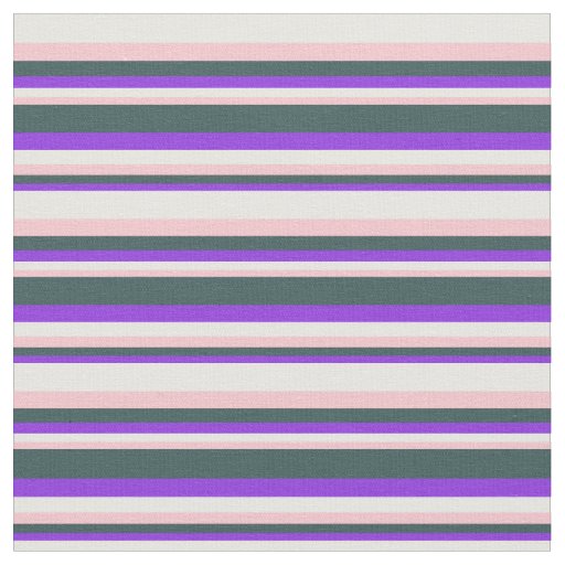 Purple, Dark Slate Gray, Pink & White Lines Fabric
