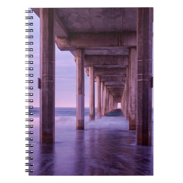 Purple Dawn At Scripps Pier Notebook (Front)
