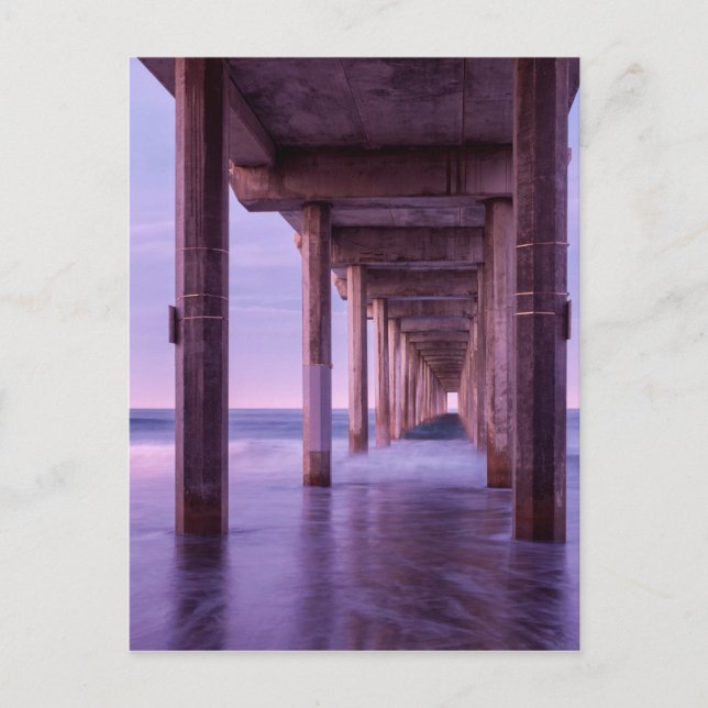 Purple Dawn At Scripps Pier Postcard (Front)