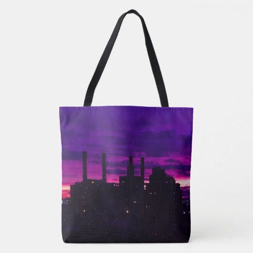 Purple Dawn NYC Skyline Tote Bag