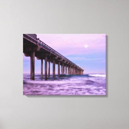 Purple dawn over pier California Canvas Print