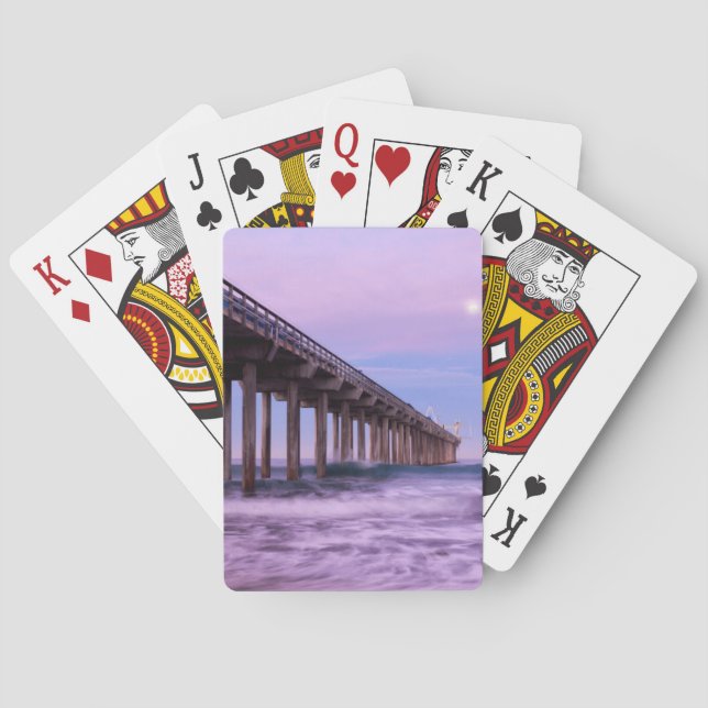 Purple dawn over pier, California Poker Cards (Back)
