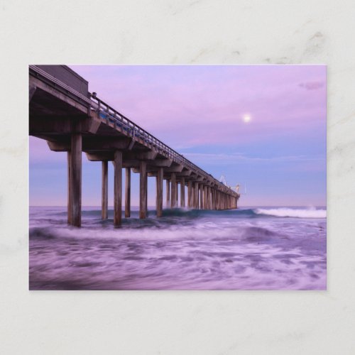 Purple dawn over pier California Postcard