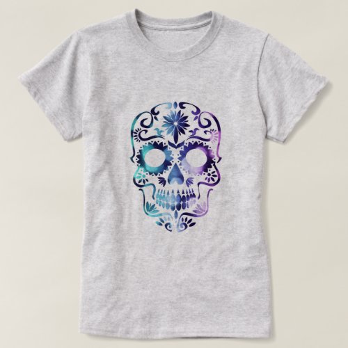 Purple Day of the Dead Candy Skull T_Shirt