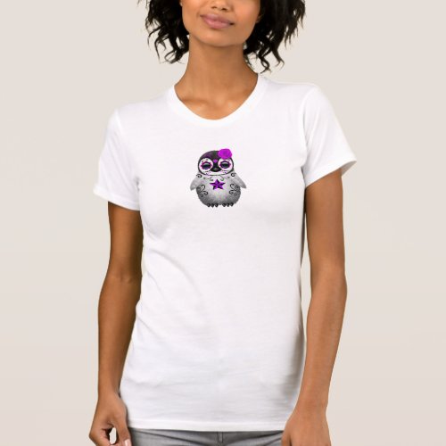 Purple Day of the Dead Sugar Skull Penguin T_Shirt