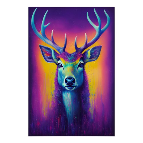 Purple dear had oil painting poster