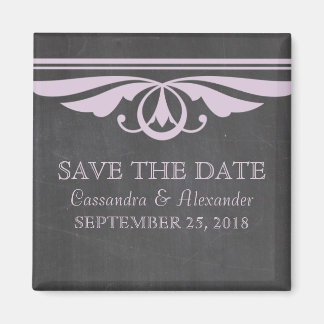 Purple Deco Chalkboard Save the Date Magnet