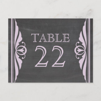 Purple Deco Chalkboard Table Number Postcard