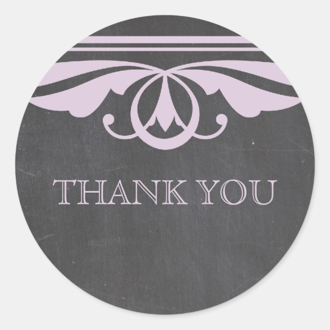 Purple Deco Chalkboard Thank You Stickers (Front)