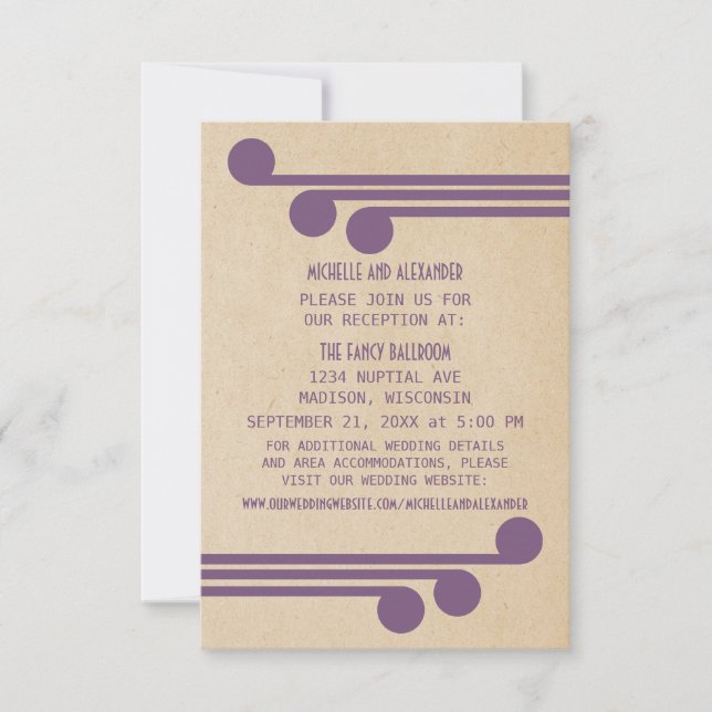 Purple Deco Chic Reception Card (Front)