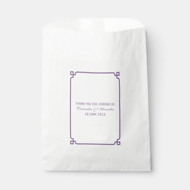 Purple Deco Chic Wedding Favor Bag (Front)