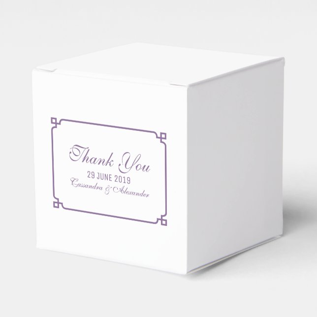 Purple Deco Chic Wedding Favor Boxes (Front Side)