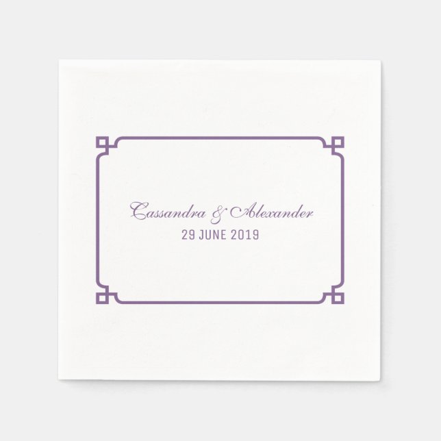 Purple Deco Chic Wedding Napkins (Front)