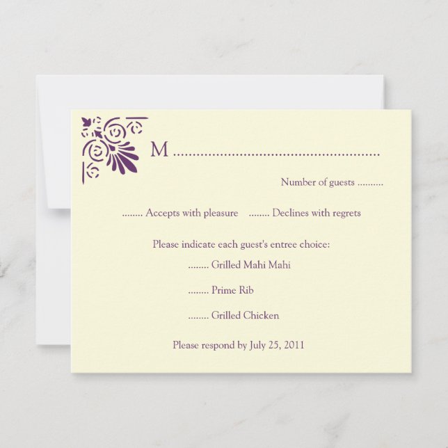 Purple Deco Elements RSVP Card (Front)