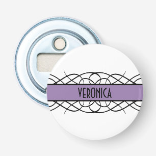 Purple Deco Flourish Button Bottle Opener