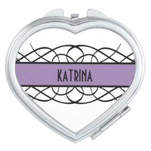 Purple Deco Flourish Compact Mirror