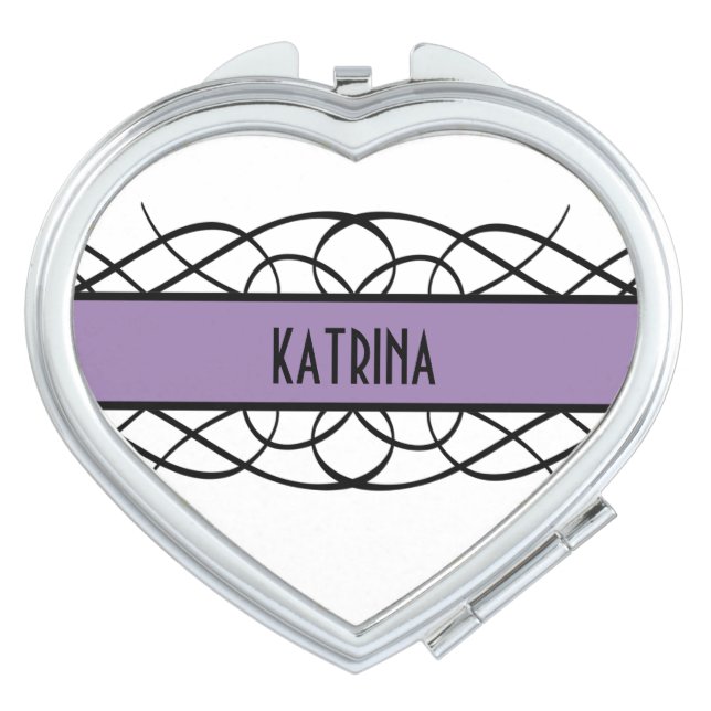 Purple Deco Flourish Compact Mirror (Front)