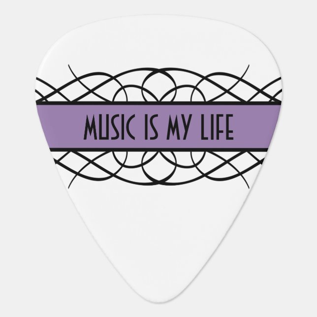 Purple Deco Flourish Guitar Pick (Front)
