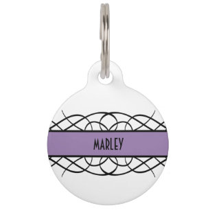 Purple Deco Flourish Pet Name Tag
